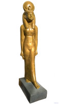 Diosa egipcia Hathor pintura imitacion oro
